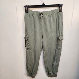 Art Class Pants Womens Large Green Cargo Joggers Elastic Waist‎ Pockets Rayon